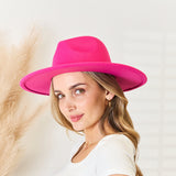 Flat Brim Fedora Hat In Pink