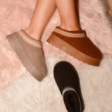 Plateau-Sherpa-Stiefel mit besticktem Besatz