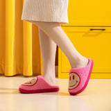 Smiley Face Slippers In Hot Pink